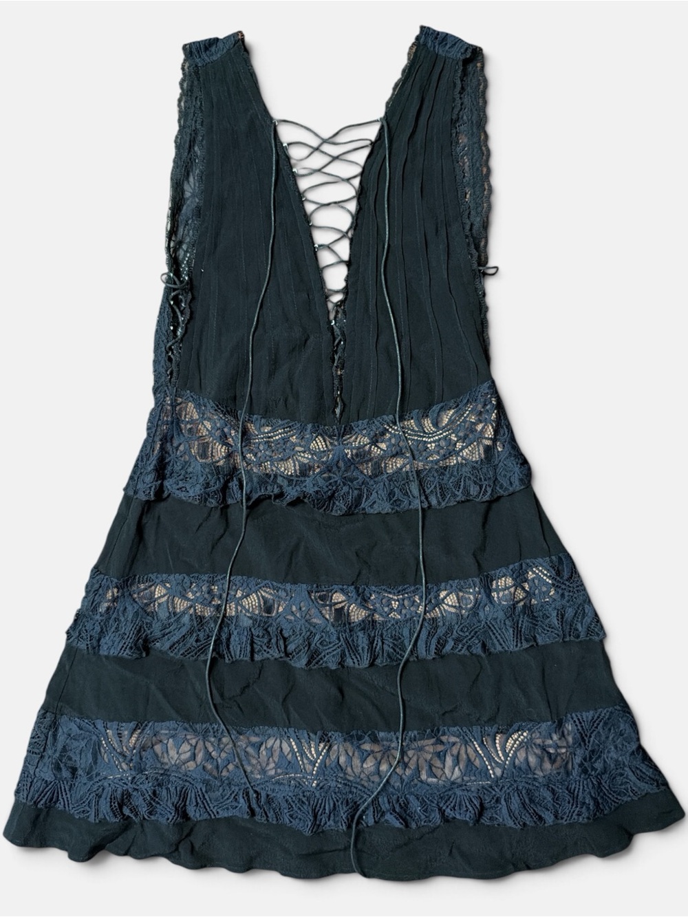 For Love & Lemons Black and Black Lace-Trim Dress